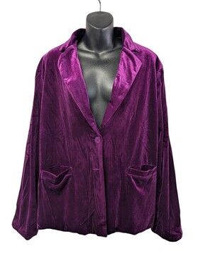 Mint Limit Purple Velvet Blazer Jacket Single Button XXL NWT